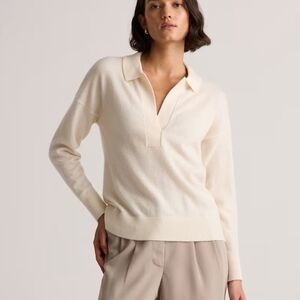 Quince Cashmere Polo Sweater in Ivory